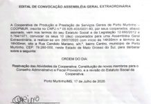 Edital de Convocação da Cooperativa de Produção e Prestação de Serviços Gerais de Porto Murtinho- COOPMUR