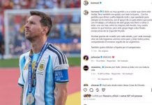 Messi envia carta a torcedores da Argentina lamentando o vice: “Levará tempo para cicatrizar”