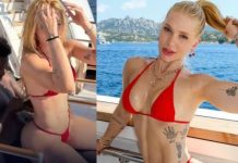 Virginia senta no colo de Vini Jr durante passeio de barco e foto ganha a web
